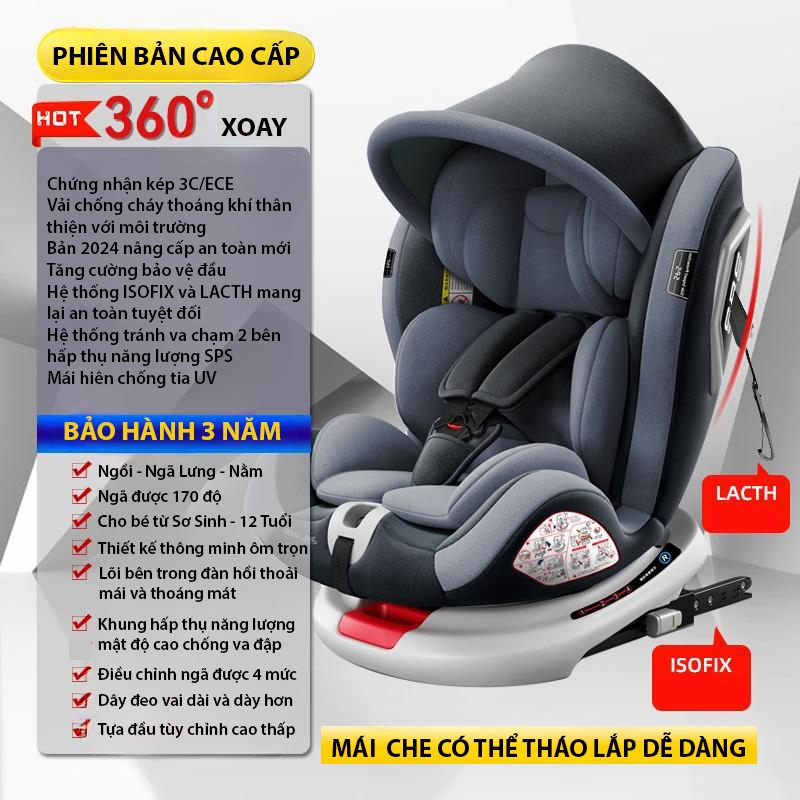 Ghế ngồi ôtô cho bé An toànGiảm xóc chống va đậpXoay đa hướngBảo vệ tựa đầu chữ U 360 độ -BH 6 tháng
