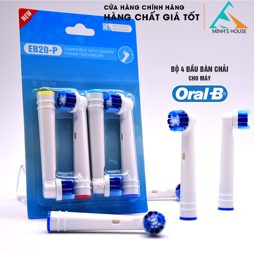 Cho Máy Oral B Braun Eb20 - P Precision Clean Bộ 4 Đầu Bàn Chải Đánh Răng Điện Thay Thế Làm Sạch Mảng Bám Chăm Sóc Nướu Minh House