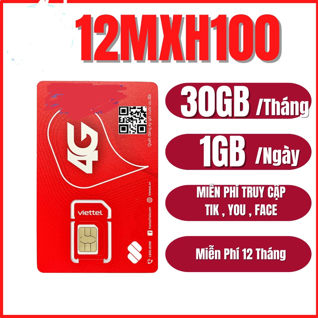 [ 1 Tỷ GB ] SIM 4G VIETTEL TRỌN GÓI 1 NĂM Không Giới Hạn Tốc Độ Cao Dùng Miễn Phí 1 Năm Bảo Hành Chí