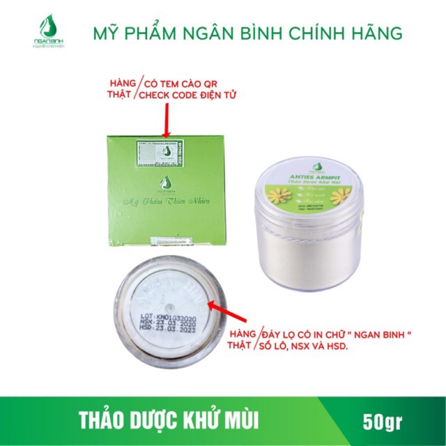 Thảo Dược Khử Mùi Ngân Bình Làm Se Khít Lỗ Chân Lông Giúp Diệt Khuẩn Gây Mùi Không Ố Vàng Áo Giúp Trắng Nách Giảm Thâm