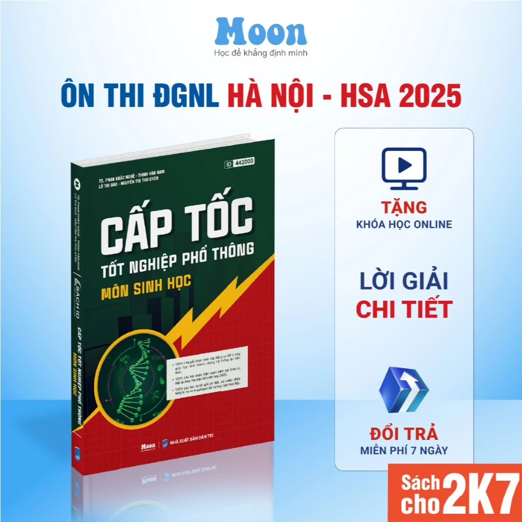 Sách Tổng Ôn Cấp Tốc Môn Sinh Học Thầy Phan Khắc Nghệ Luyện Thi TN THPT ĐGNL 2025 - MoonBook