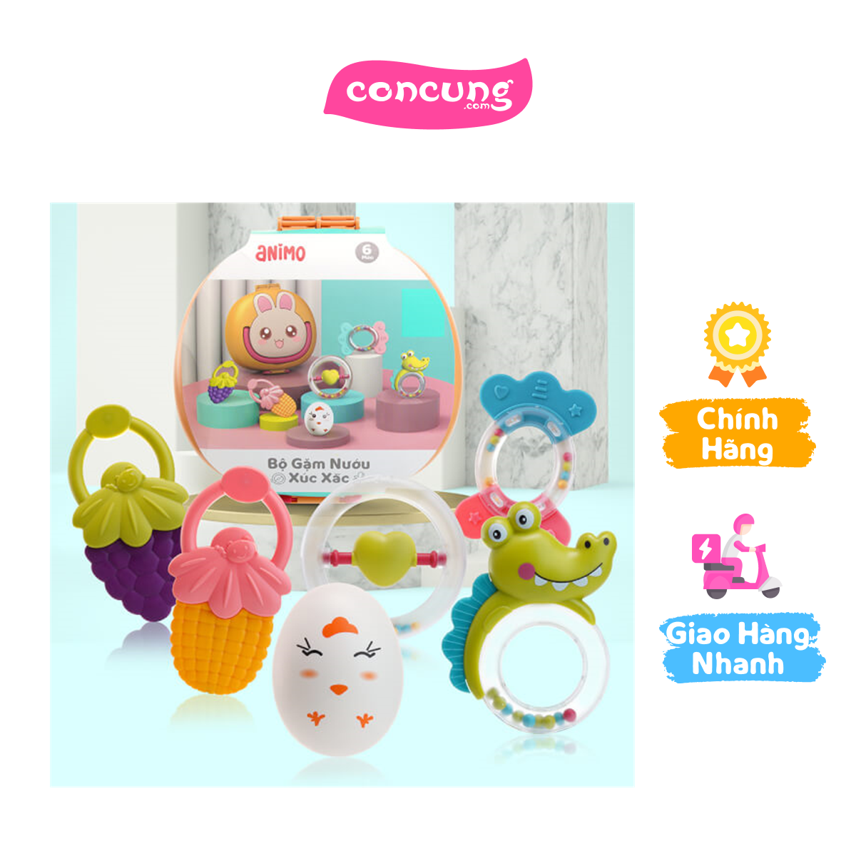 Bộ gặm nướu xúc xắc Animo dễ thương 6pcs CY302497