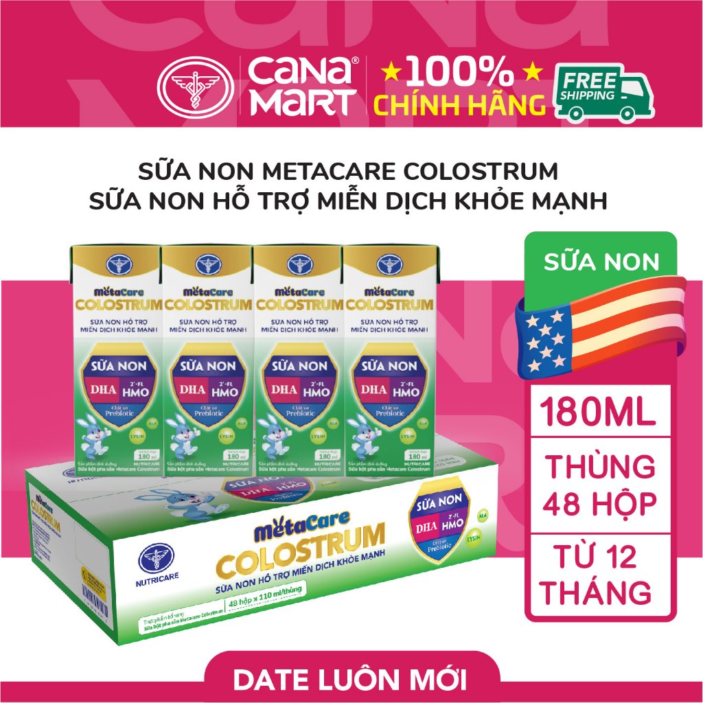 Thùng sữa bột pha sẵn Metacare COLOSTRUM sữa non hỗ trợ miễn dịch (180ml x 48 hộp)