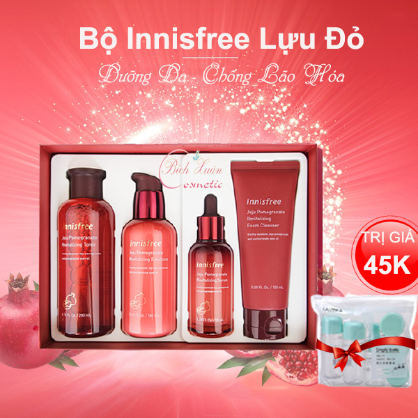 [TẶNG BỘ CHIẾT MỸ PHẨM] BỘ DƯỠNG TRẮNG DA CHỐNG LÃO HÓA INNISFREE CHIẾT XUẤT LỰU ĐỎ (4 MÓN)