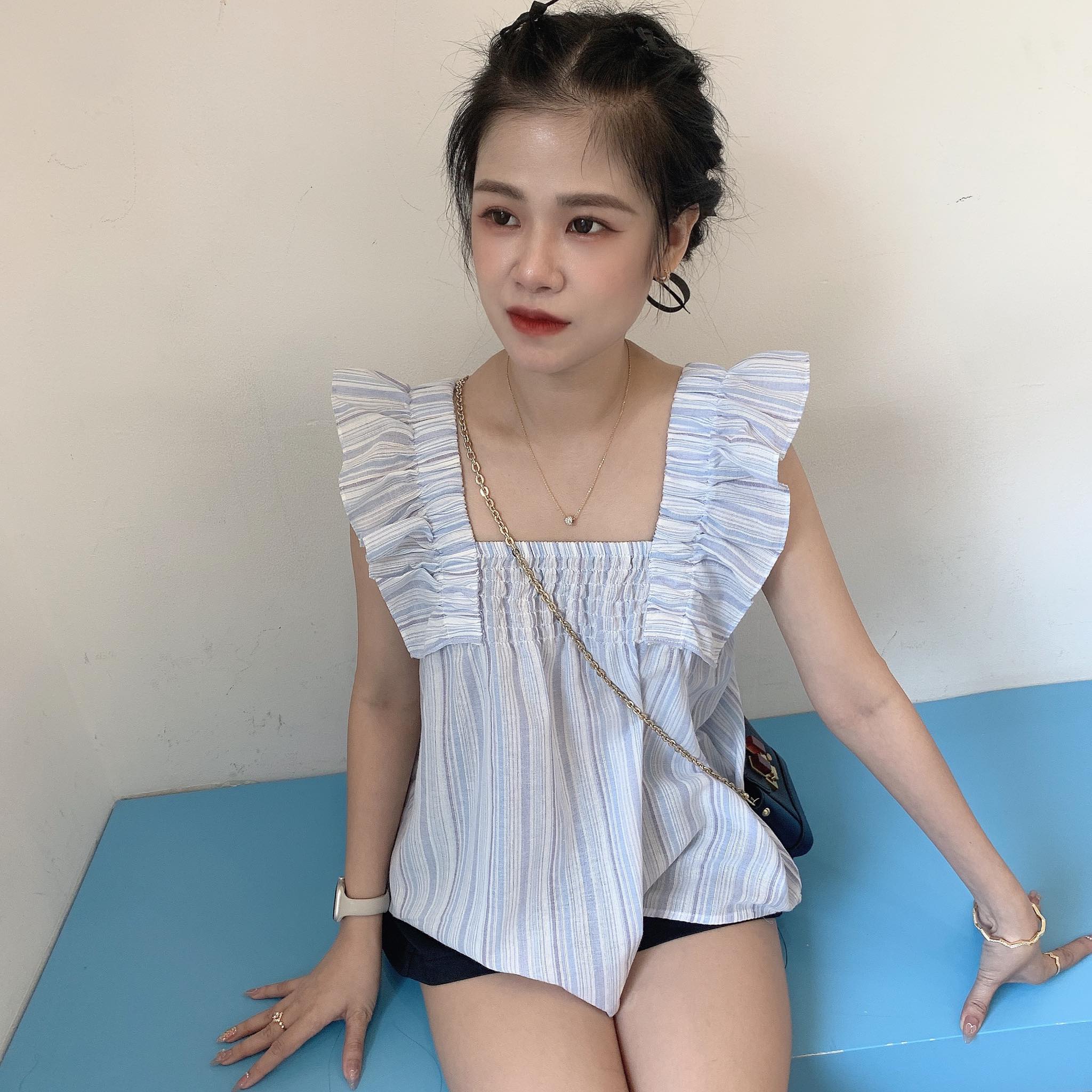 MS171 áo babydoll nữ xinh xắn hoạ tiết sọc áo kiểu babydoll nữ xinh