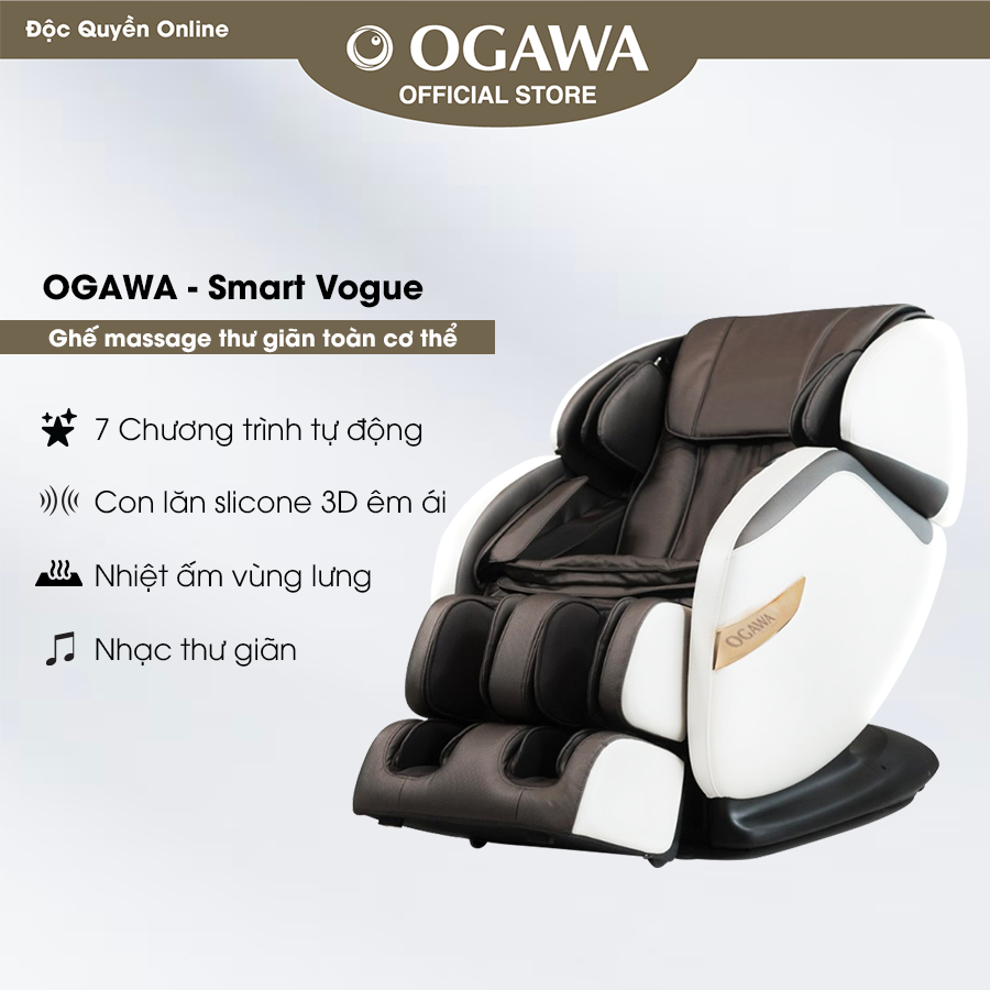Ghế massage toàn thân OGAWA Smart Vogue Prime - Trục SL Track, màu Espresso