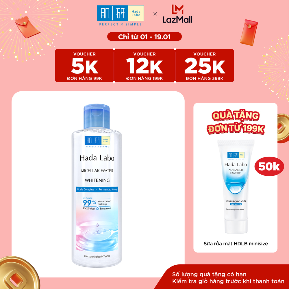 Nước tẩy trang sạch sâu dưỡng trắng Hada Labo Micellar Water Whitening 240ml