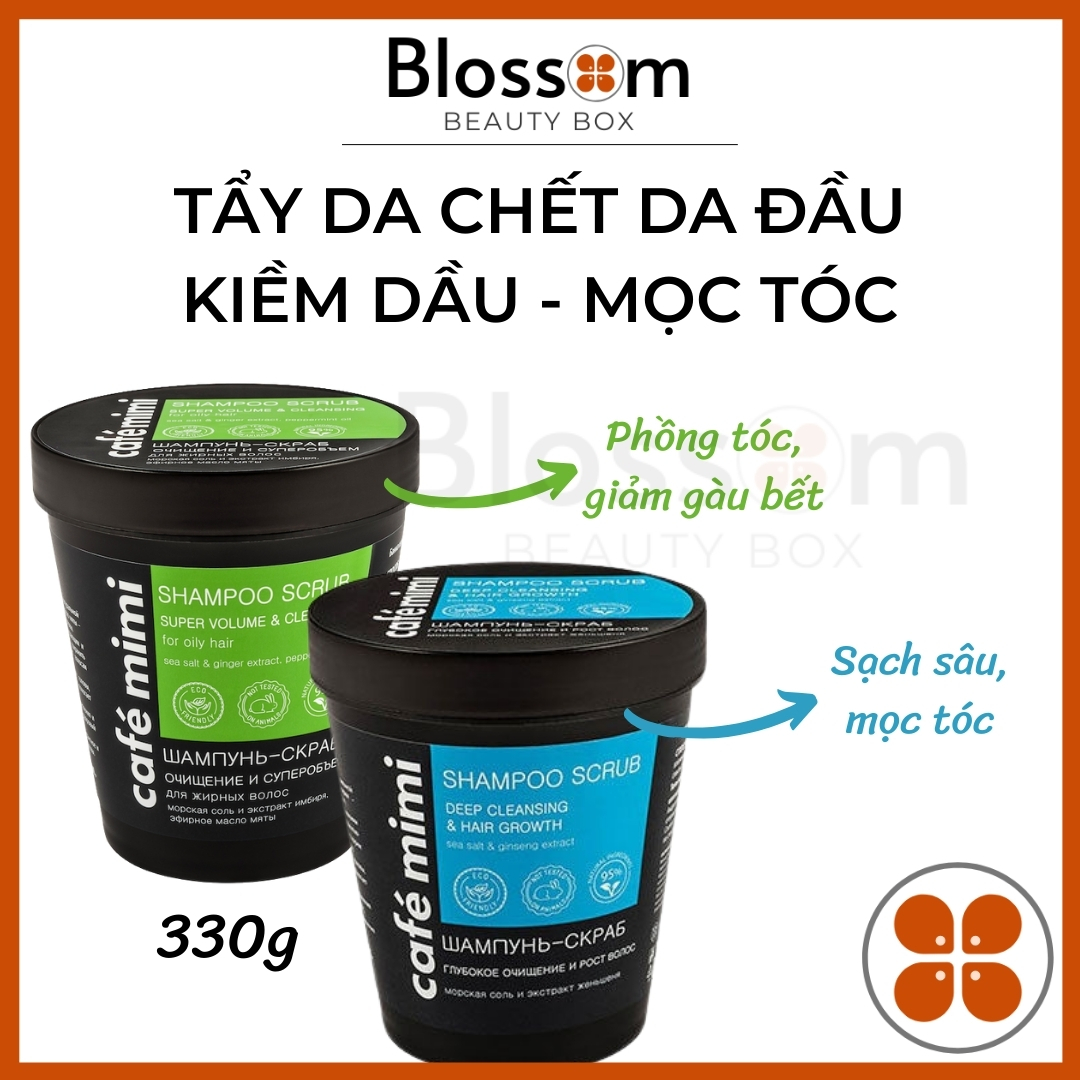 Tẩy Da Chết Da Đầu Giảm Dầu Bết Tóc Cafe Mimi Nội Địa Nga 330G (Blossom)