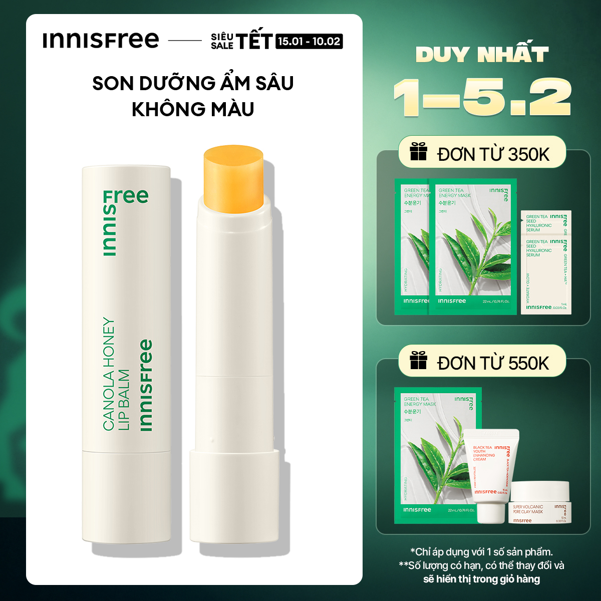 Son dưỡng ẩm không màu INNISFREE Canola Honey Lip Balm 3.5g