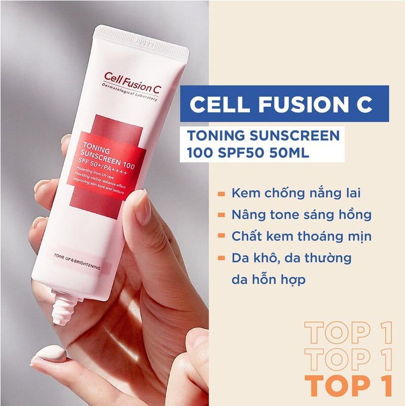 Kem Chống Nắng Cell Fusion C Toning Sunscreen 100 SPF 50+/PA++++ ( Mầu hồng )