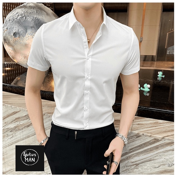 Áo sơ mi nam [ CỰC HOT ] áo sơ mi nam ngắn tay cao cấp 2 màu đen trắng chất liệu lụa  không nhăn tho