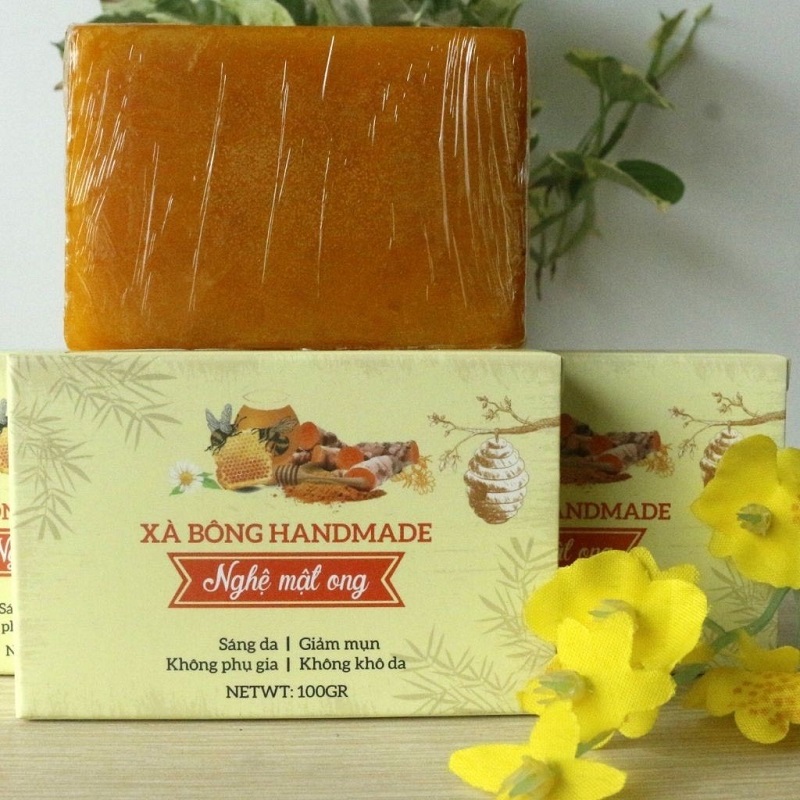 Xà Bông Nghệ Mật Ong (Nghệ Cam Mật Ong) Dưỡng Sáng Da Ngừa Thâm Hiệu Quả 🧽 Lành Tính Dịu Nhẹ 100% Thiên Nhiên
