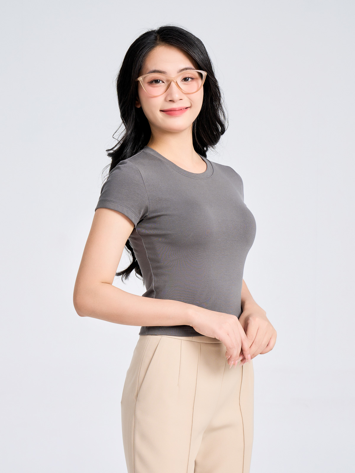 Áo thun T-shirt nữ Yody form Slimfit vải thun Rib Cotton mềm mại TSN7275