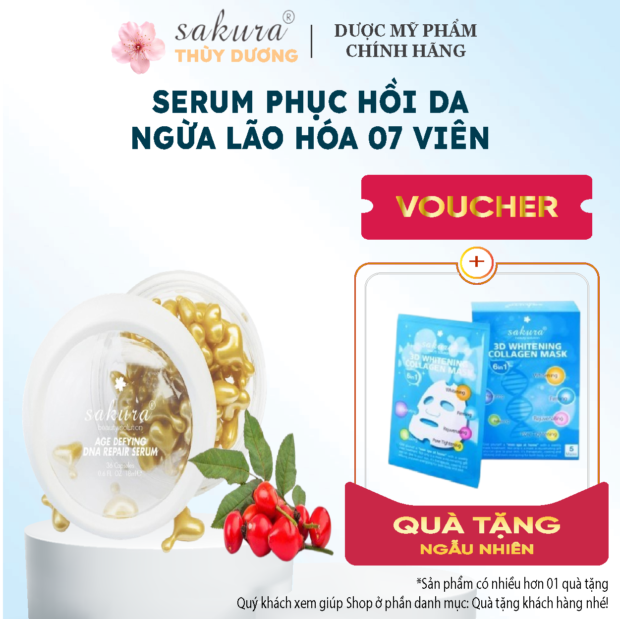 Serum Dưỡng Da Chống Lão Hóa Sakura Age Defying DNA Repair Serum 7 viên