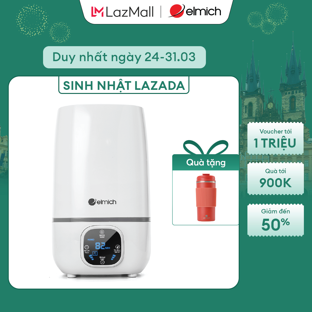 Máy tạo ẩm siêu âm Elmich HE-8987, dung tích 4L, kích thước nhỏ gọn 175x180x300mm
