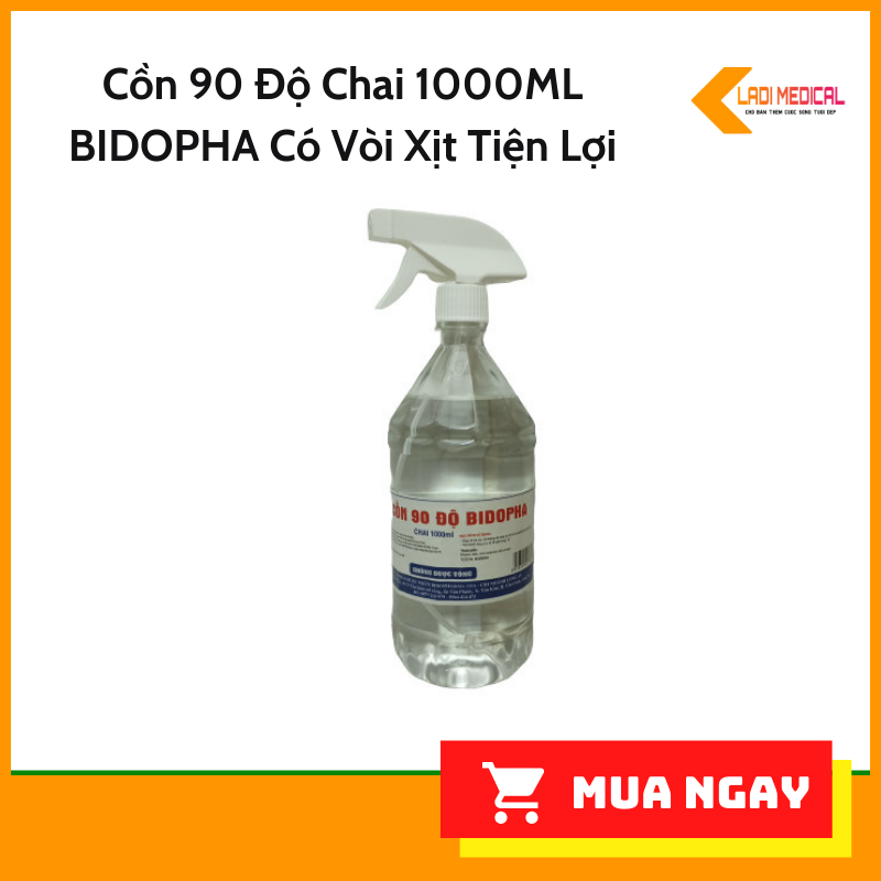 [Hcm]Cồn 90 Độ Chai 1000Ml Bidopha Có Vòi Xịt Tiện Lợi