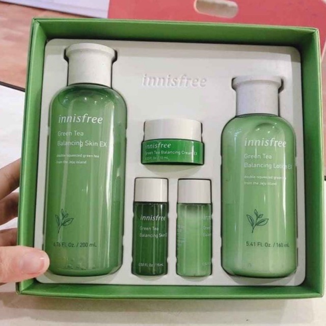 [Hcm]Bộ Dưỡng Ẩm Chuyên Sâu Từ Tinh Chất Trà Xanh Innisfree Green Tea Balancing Skin Care Set Ex 5 Món