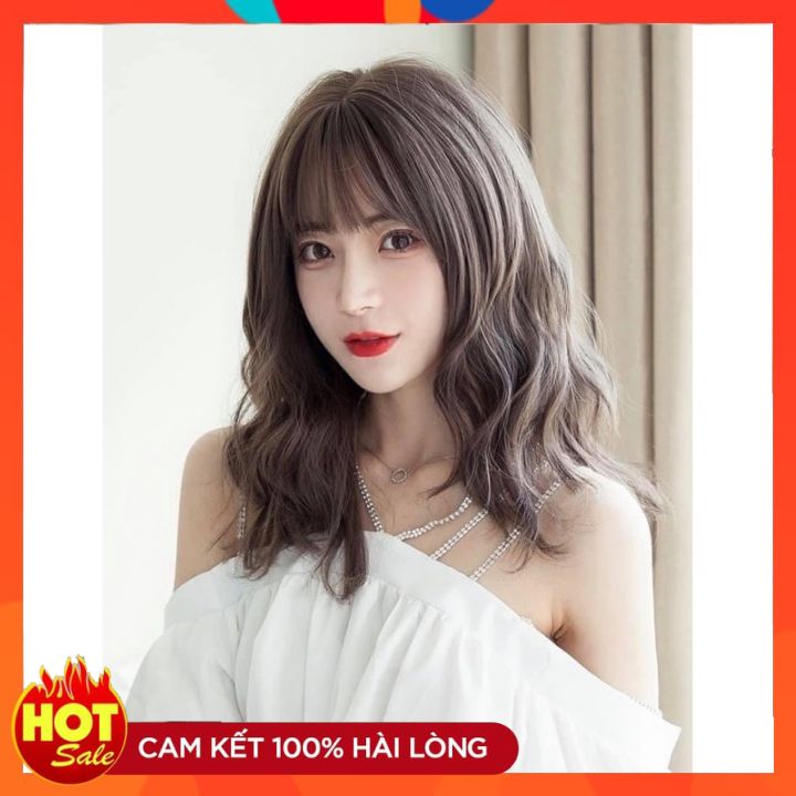 Tóc Giả Cả Đầu ❤️Freeship❤️ Tóc Giả Nguyên Đầu Mẫu Xù Dợn Phong Cách Nhẹ Nhàng Nữ Tính Hàng Cao Cấp - Mã 1384