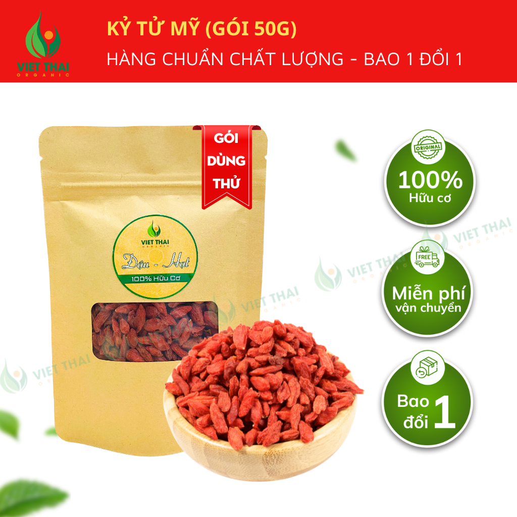 【DEAL SỐC】Kỷ Tử Khô Hữu Cơ Mỹ Organic 100% (Hộp Đẹp 454g) - Việt Thái Organic