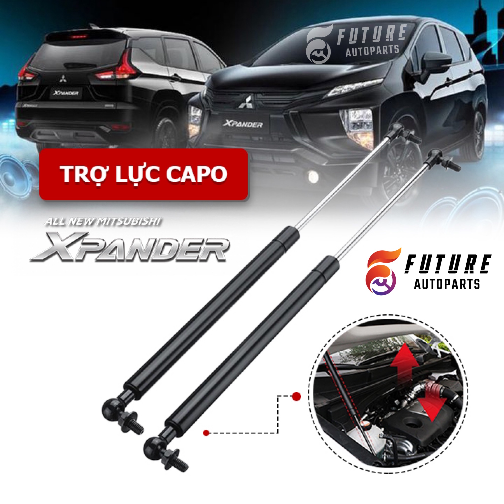 [Mitsubishi Xpander] Bộ 2 ty thuỷ lực ty trợ lực nâng nắp capo xe Mitsubishi Xpander