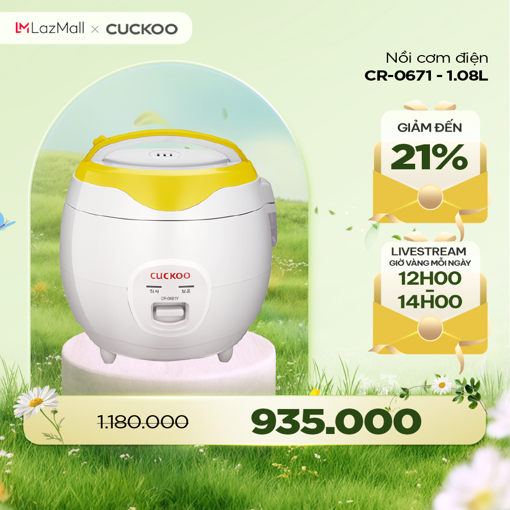 Nồi cơm điện Cuckoo 108 lít CR-0671- màu vàng- bản Quốc tế - Hàng chính hãng