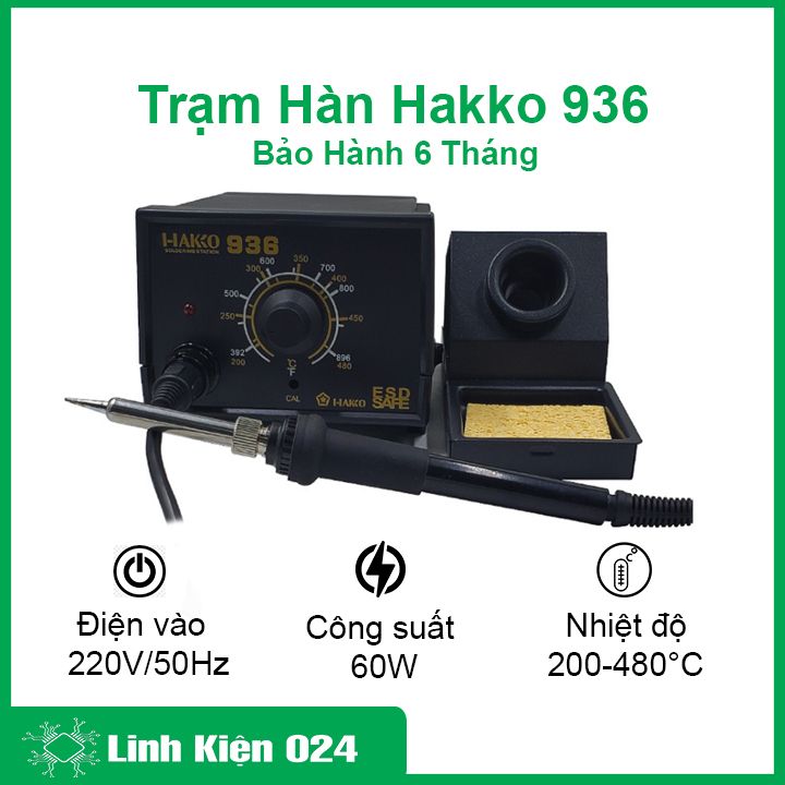 Trạm hàn máy hàn Hakko 936 220V 60W điều chỉnh nhiệt độ tiện dụng mỏ hàn điện tử hàn thiếc chính hãn