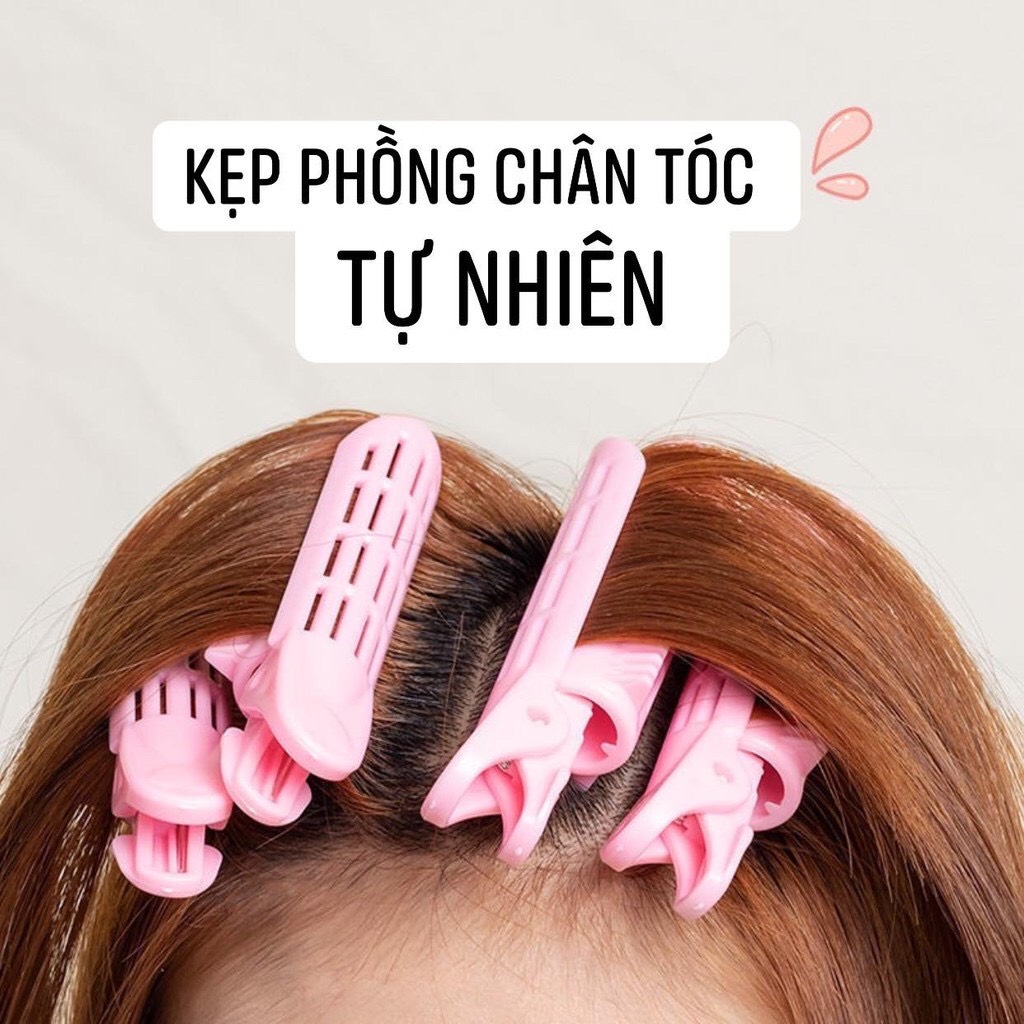 BỘ 2 CÁI KẸP PHỒNG CHÂN TÓC TỰ NHIÊN HÀN QUỐC KHÔNG NHIỆT KHÔNG HƯ TỔN TÓC