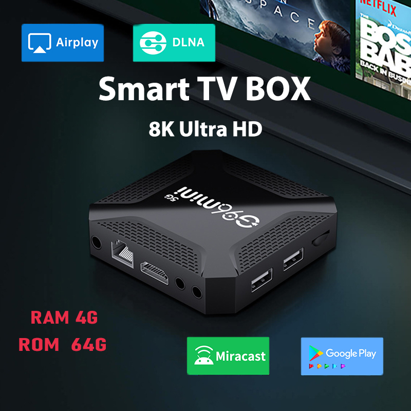 Android TV Box G96 mini bộ nhớ 64G Ram4G Google ATV Android13.0 RK3528 8K HD WiFi TV Box