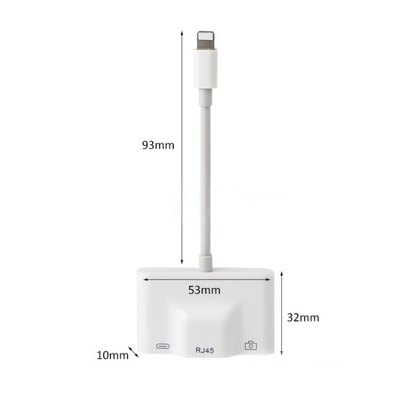 [HCM]Adapter Lightning Ethernet cổng Lan RJ45 và Hub USB (kết nối bàn phím rời và OTG ) cho iPhone/ iPad