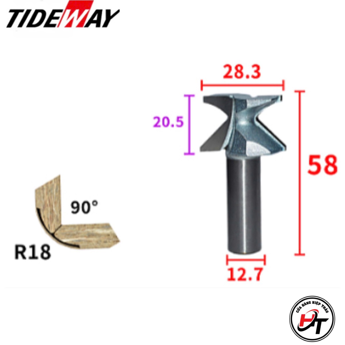 Mũi phay uốn cong gỗ CNC soi bo cong 90 độ mdf góc R18 R30 MSUC
