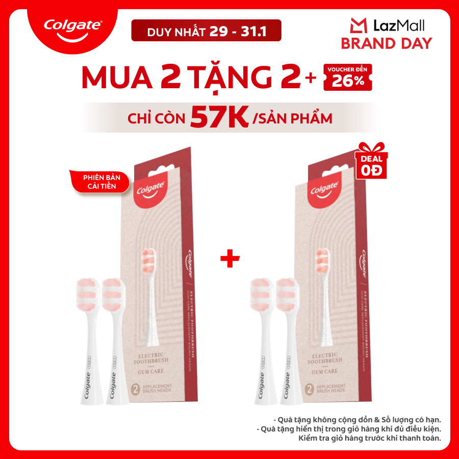 [Chỉ 29-31.1_Mua Bộ 2 tặng Bộ 2] Bộ 2 Đầu thay Bàn chải điện Colgate PULSE và 33 chế độ - Chăm sóc n