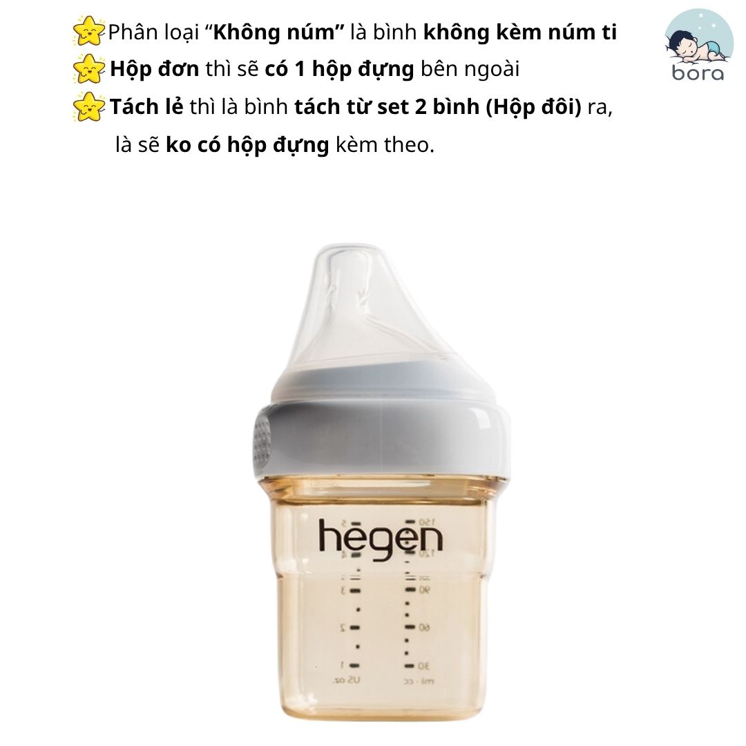 Bình sữa Hegen cao cấp 60ml 150ml 240ml 330ml được chọn núm cam kết chính hãng