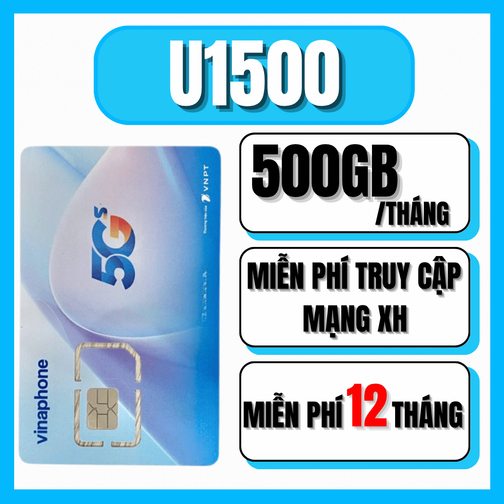 ( ~17GB/NGÀY ) SIM 5G VINAPHONE U1500 CÓ 500GB DATA TỐC ĐỘ CAO MỖI THÁNG SỬ DỤNG TRỌN GÓI 12 THÁNG - CHUYÊN DÙNG PHÁT WIFI FREESHIP - CHƯA KÍCH HOẠT.
