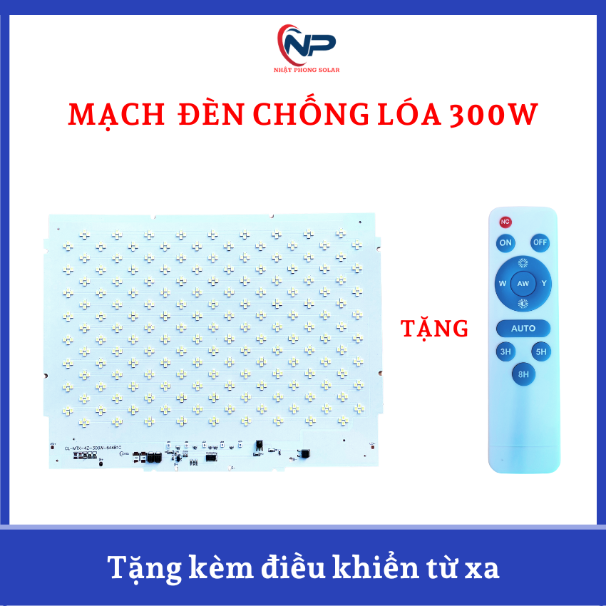 Mạch đèn năng lượng mặt trời CÓ BÁO PIN  dùng cho đèn CHỐNG LÓA 100W 200W 300W kèm điều khiển từ xa