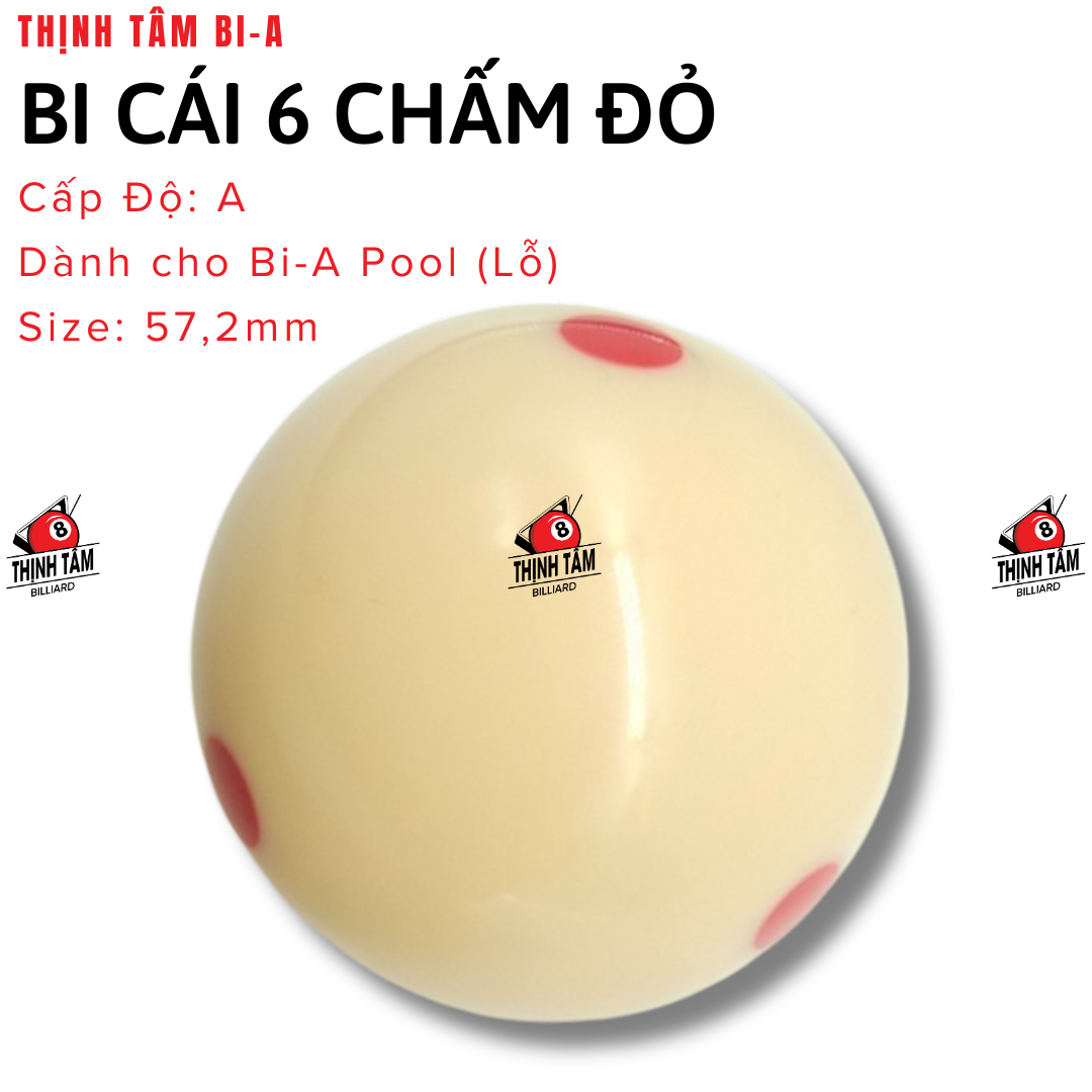 [THỊNH TÂM] Bóng Bi Cái Bida Pool Bi Cái Bi-a Lỗ Đài Loan Cao Cấp [ Bi Cái Trắng 6 Chấm Đỏ ]