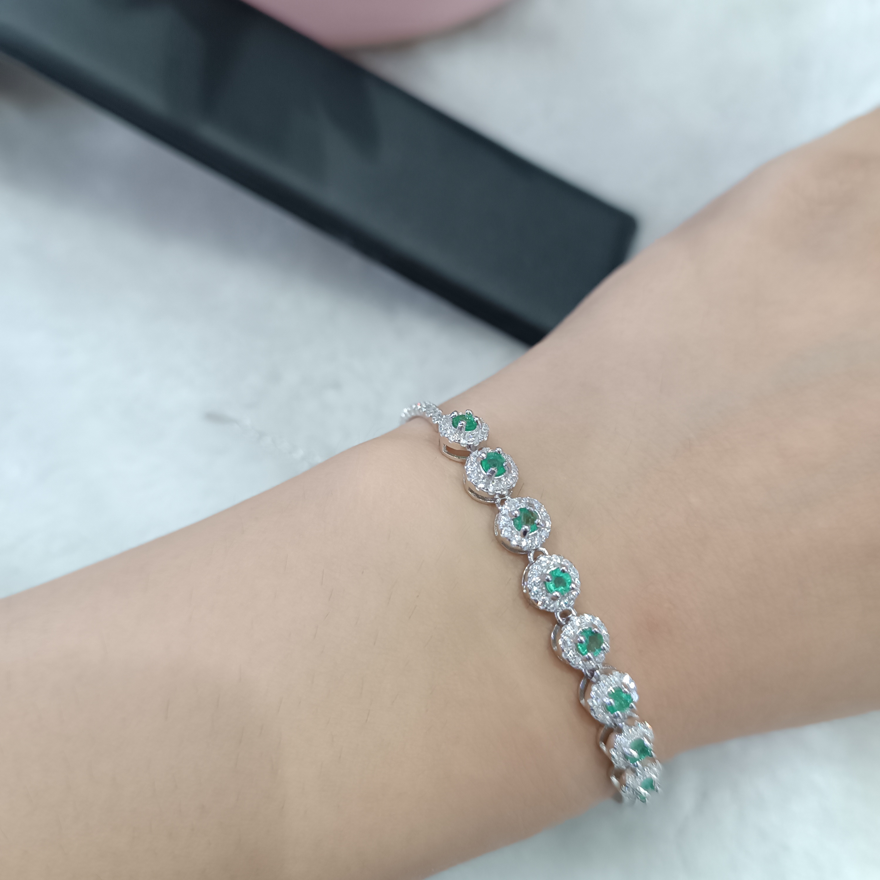 Lắc Tay đính Ngọc Lục Bảo Emerald thiên nhiên (LB0150) - MOON Jewelry
