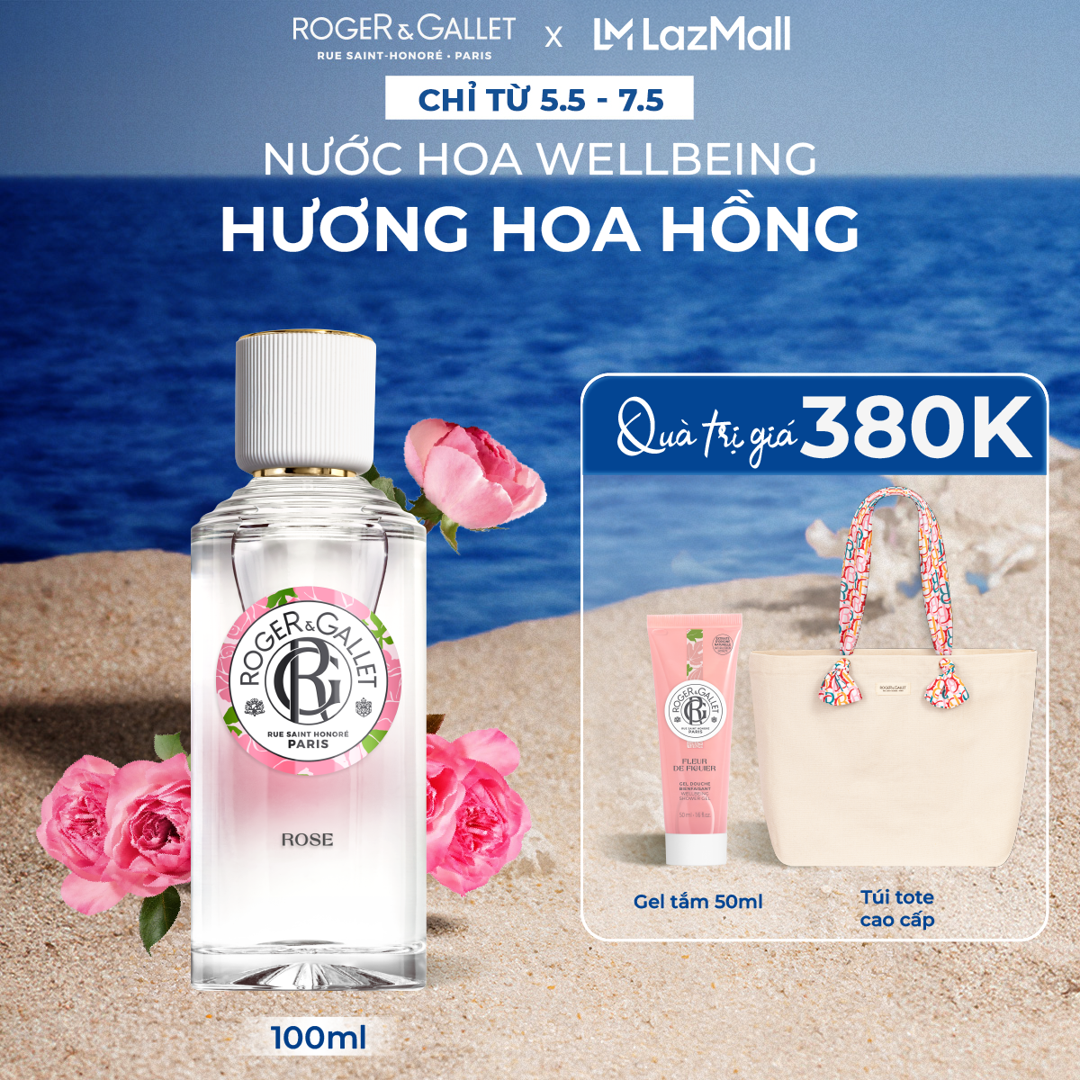 Nước hoa Wellbeing hương hoa hồng Roger&Gallet Rose 100ml
