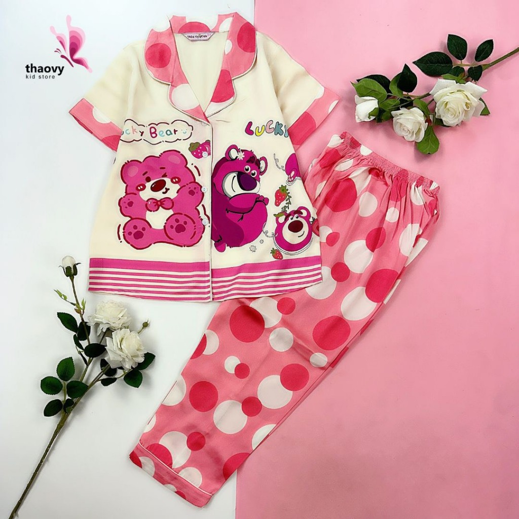 Đồ Bộ Pijama Bé Gái Bộ Quần Dài Dài Tay Ngắn Cho Bé 10-50kg - Đồ Mặc Nhà Cho Bé