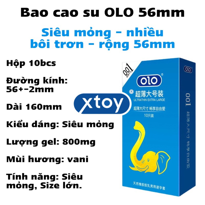 Bao cao su OLOL XL size lớn 56mm siêu mỏng hộp 10bcs - olo china