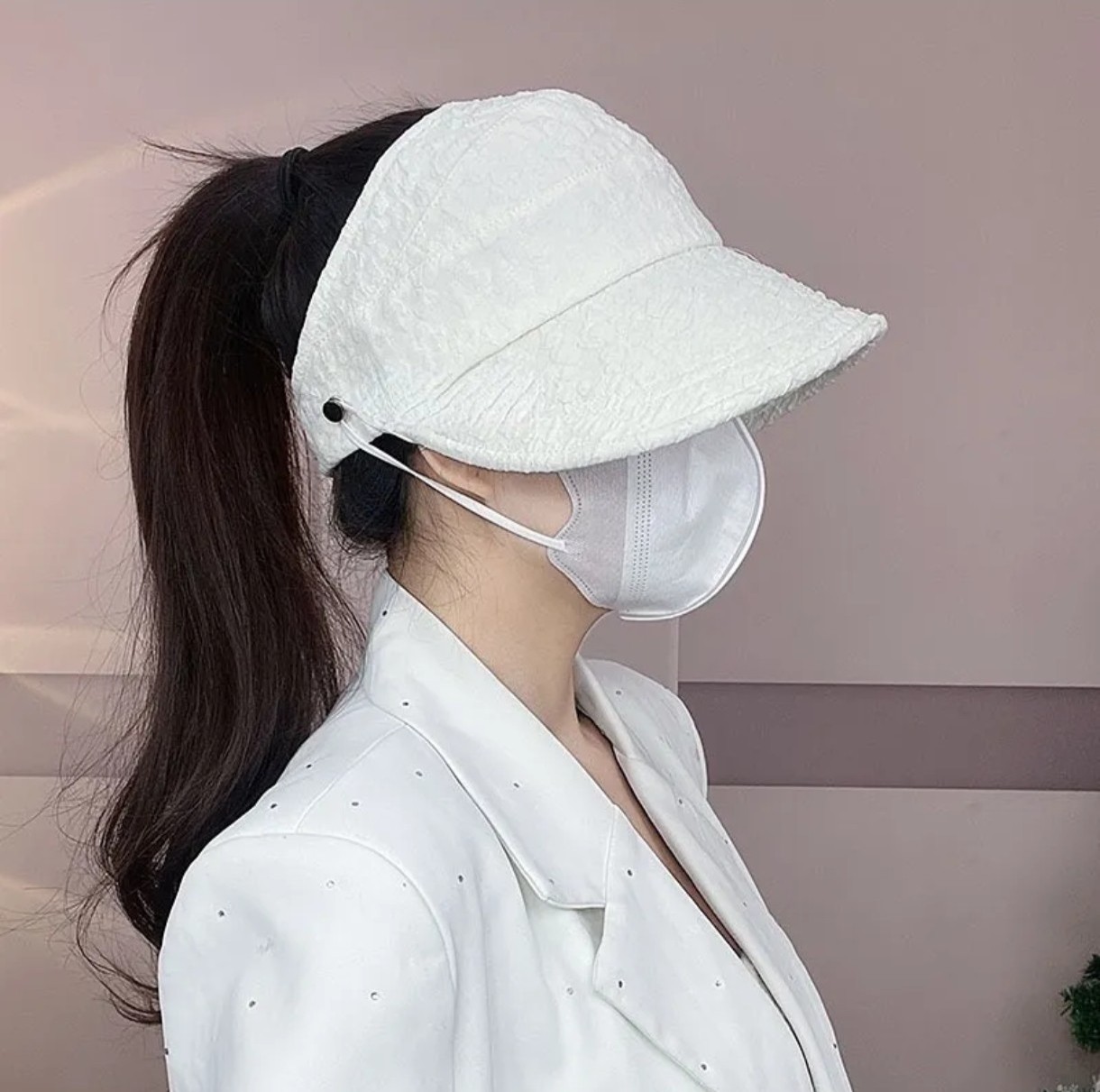 [ HÀNG HOT ] Mũ chống nắng hở chóp Cao cấp có nút đeo khẩu trang HAMY H01114 Mũ chống tia UV phong cách Hàn Quốc Có thể gấp lại thời trang duyên dáng thoải mái cho du lịch dùng ngoài trời