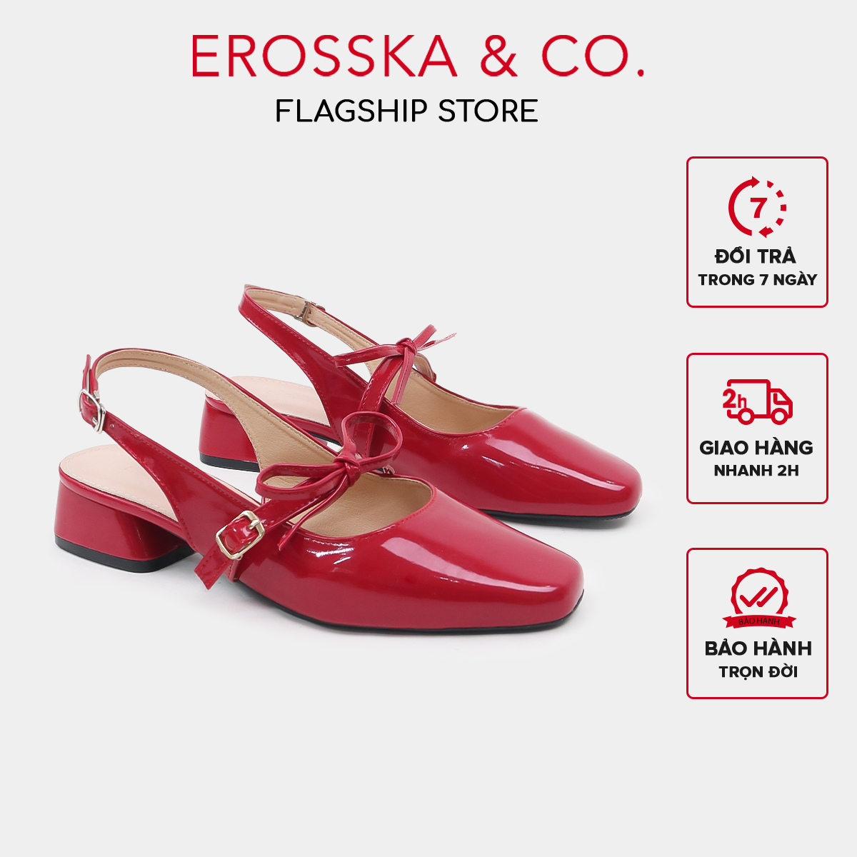 Erosska Lumina - Giày cao gót nữ mũi tròn phối nơ kiểu dáng sang trọng thanh lịch màu bạc - EL037