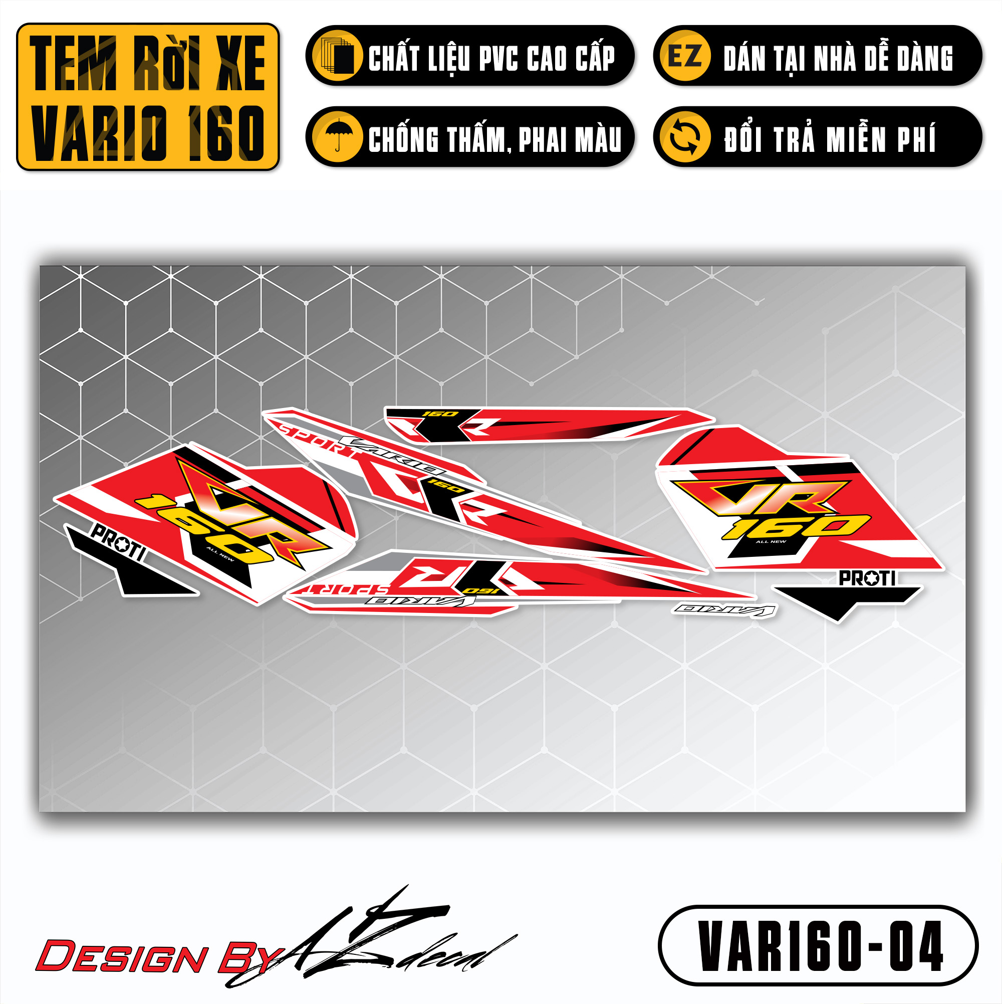 Tem Xe Vario 160 2023 Thiết Kế Sport | VAR160-04 | Team Decal Dán Xe Máy Chống Nước Bền Màu Cho Xe Đ