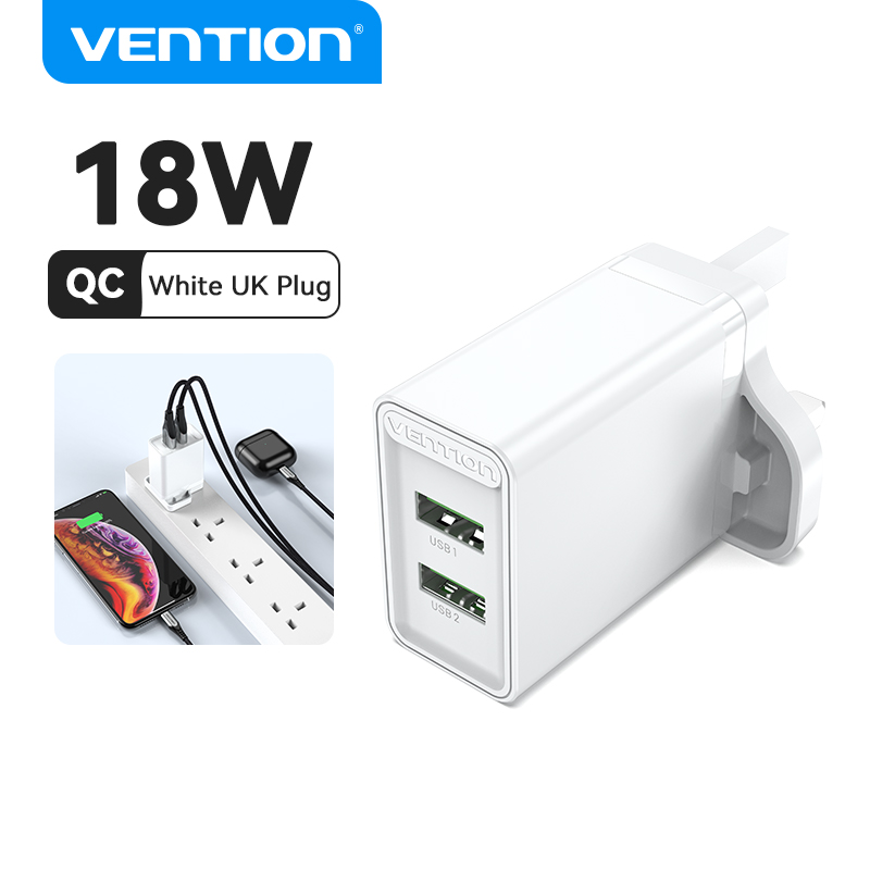 Vention Bộ sạc USB Sạc nhanh 18W Sạc nhanh QC 3.0 Sạc nhanh Android cho Huawei Xiaomi Samsung S20 Re