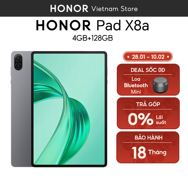Máy tính bảng Honor Pad X8a 4GB + 128GB | Màn hình TFT LCD 11" 90Hz | Pin 8300mAh | BH 18 tháng Hàng