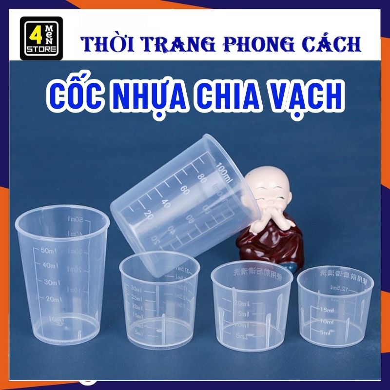 SET 10 Cốc Nhựa Có Chia Vạch 50ml 100ml & 200ml - Ca  Ly Nhựa Đong Định Lượng Pha Chế / Cốc Chia Vạc