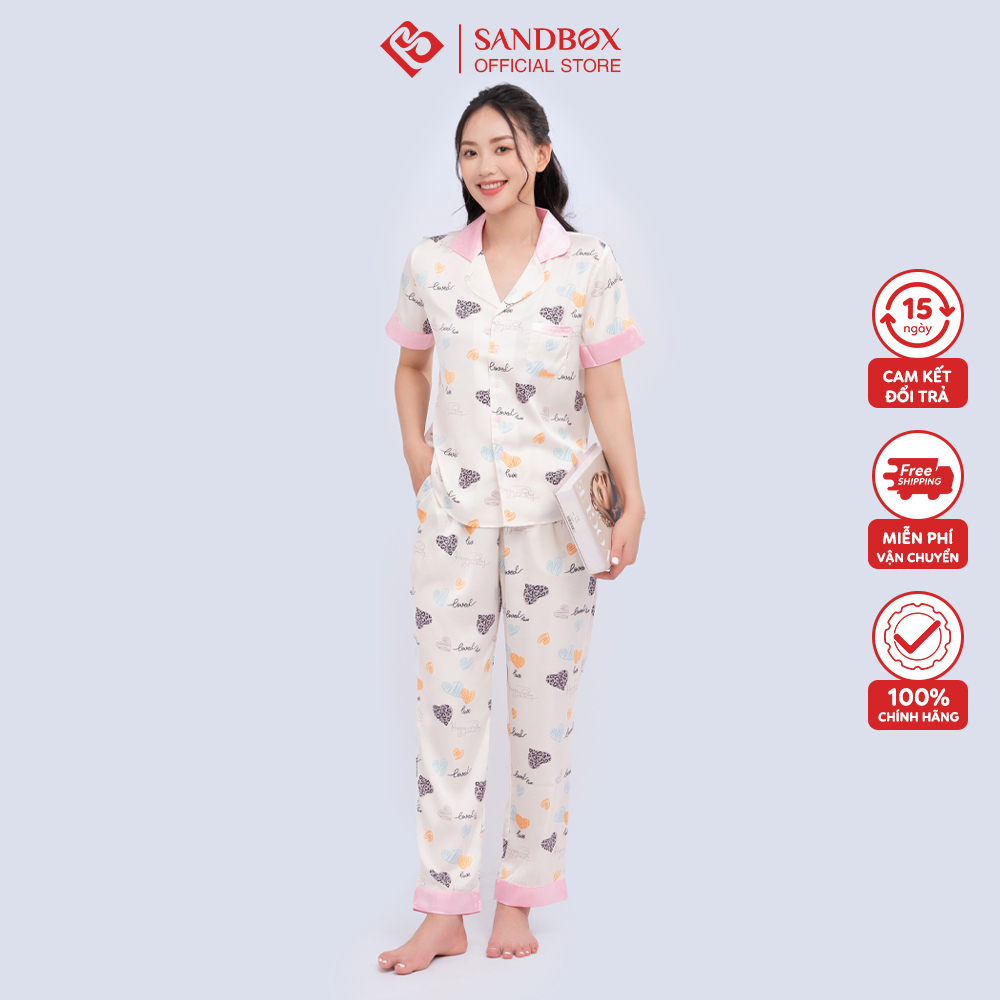 Đồ Bộ Nữ Bộ Pijama Nữ SANDBOX Tay Ngắn Quần Dài Chất Lụa Nhật Cao Cấp Mềm Mịn Họa Tiết Thiết Kế Phối