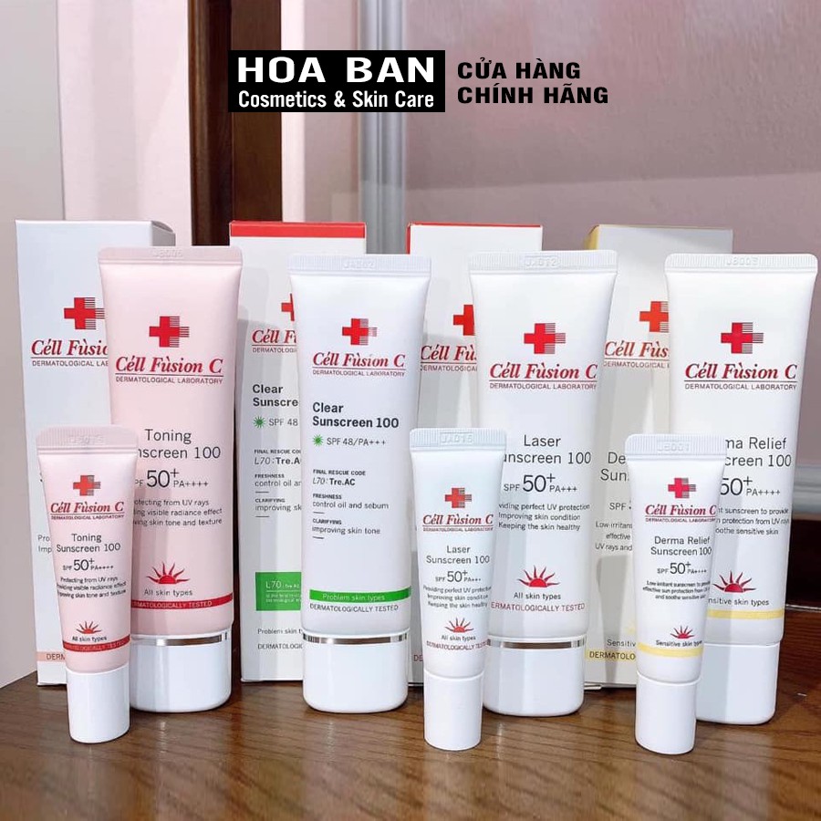 (Đủ bill) Kem chống nắng Cell Fusion C laser / clear / toning suncreen đỏ / xanh chất lượng sản phẩm đảm bảo và cam kết hàng đúng như mô tả