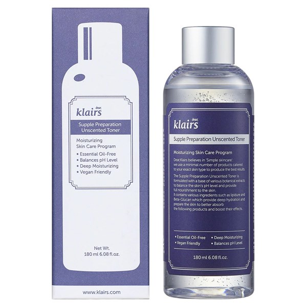 [Hcm]Nước Hoa Hồng Không Mùi Dear Klairs Dưỡng Ẩm Da Và Làm Mềm Da Supple Preparation Unscented 180Ml