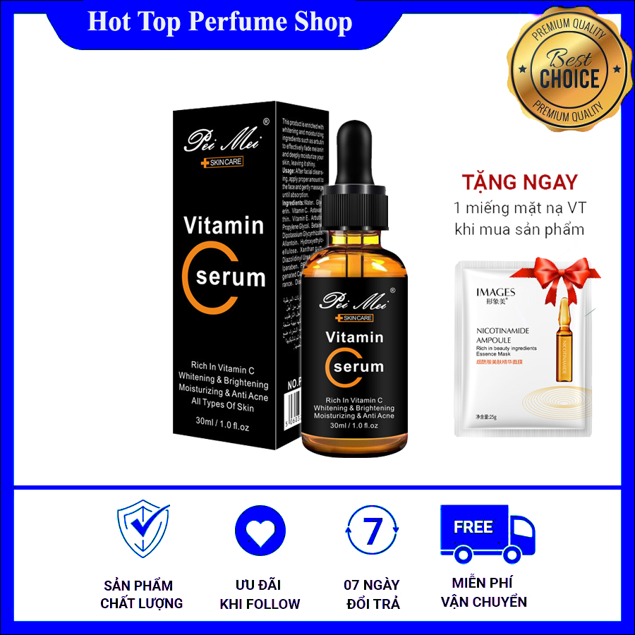 Serum Vitamin C - Làm Trắng Da Nhanh Tự Nhiên Chống Oxy Hóa Chống Lão Hóa Giảm Nếp Nhăn Serum Dưỡng Ẩm Da Làm Trắng Da Mặt Cho Nam Và Nữ