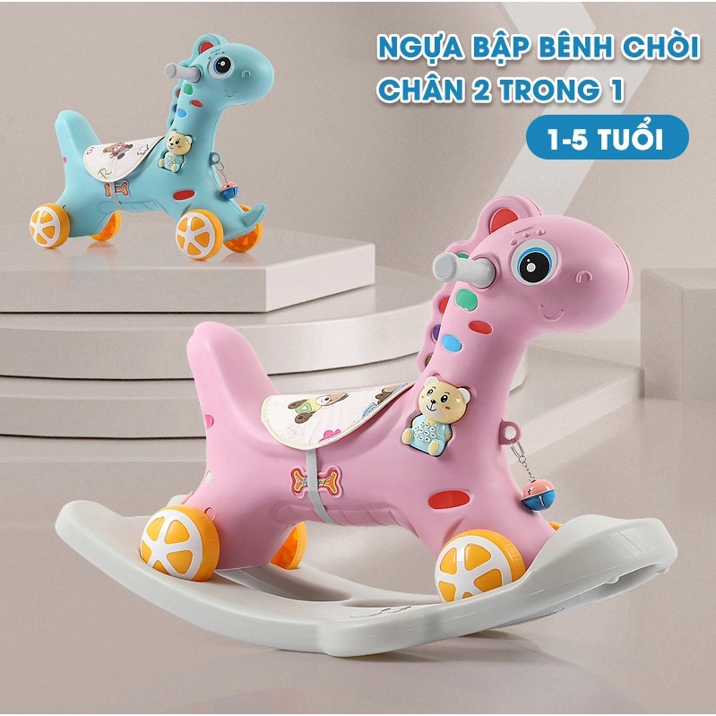 [FREESHIP] Ngựa bập bênh chòi chân 2in1 cho bé có nhạc và đèn
